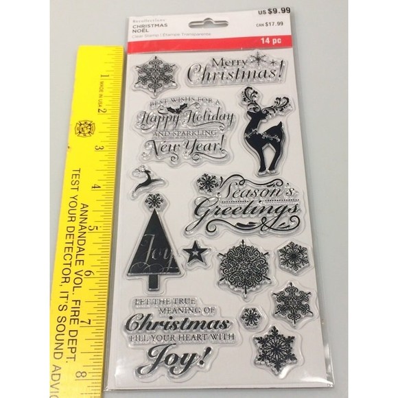 Christmas Acrylic Stamp Seasons greetings Happy New Year Noel holiday cards - Picture 3 of 5